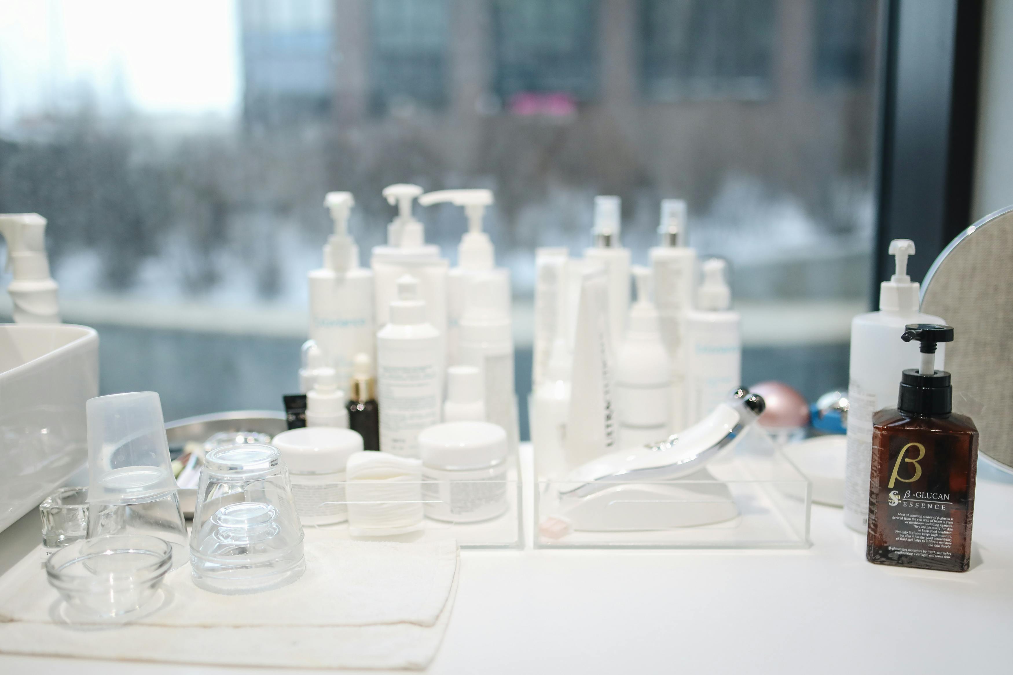Curated skincare and beauty products display